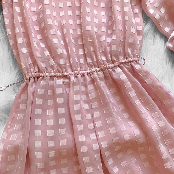 Vintage Sheer Pink Ruffle Collar Dress - Picture 5 of 7